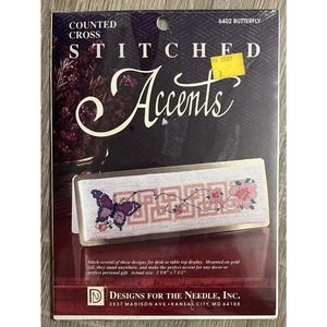 New Sealed Stitched Accents Counted Cross Stitch Kit Butterfly Flowers 6402
